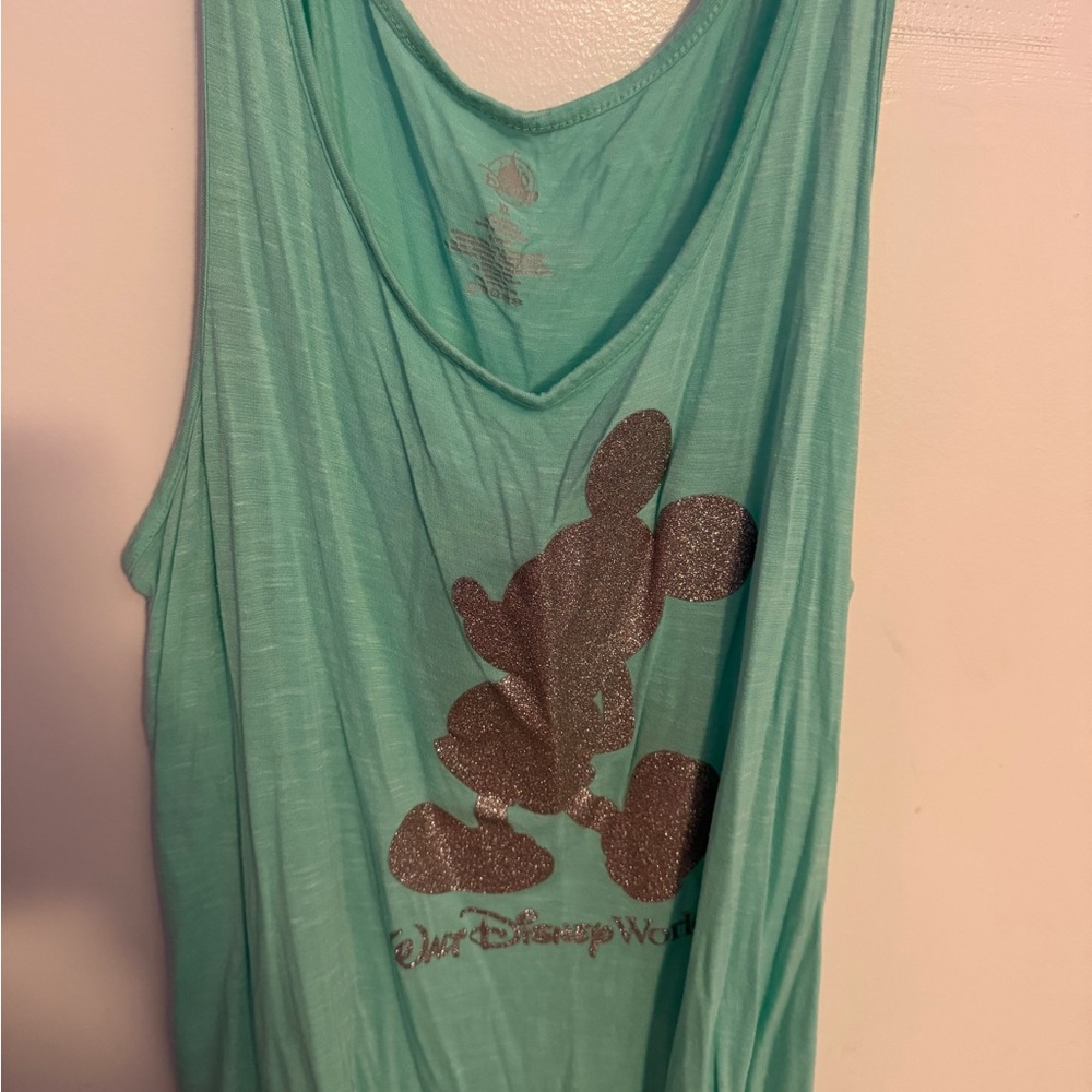 Disney Mint Green Tank with Silver Mickey Design